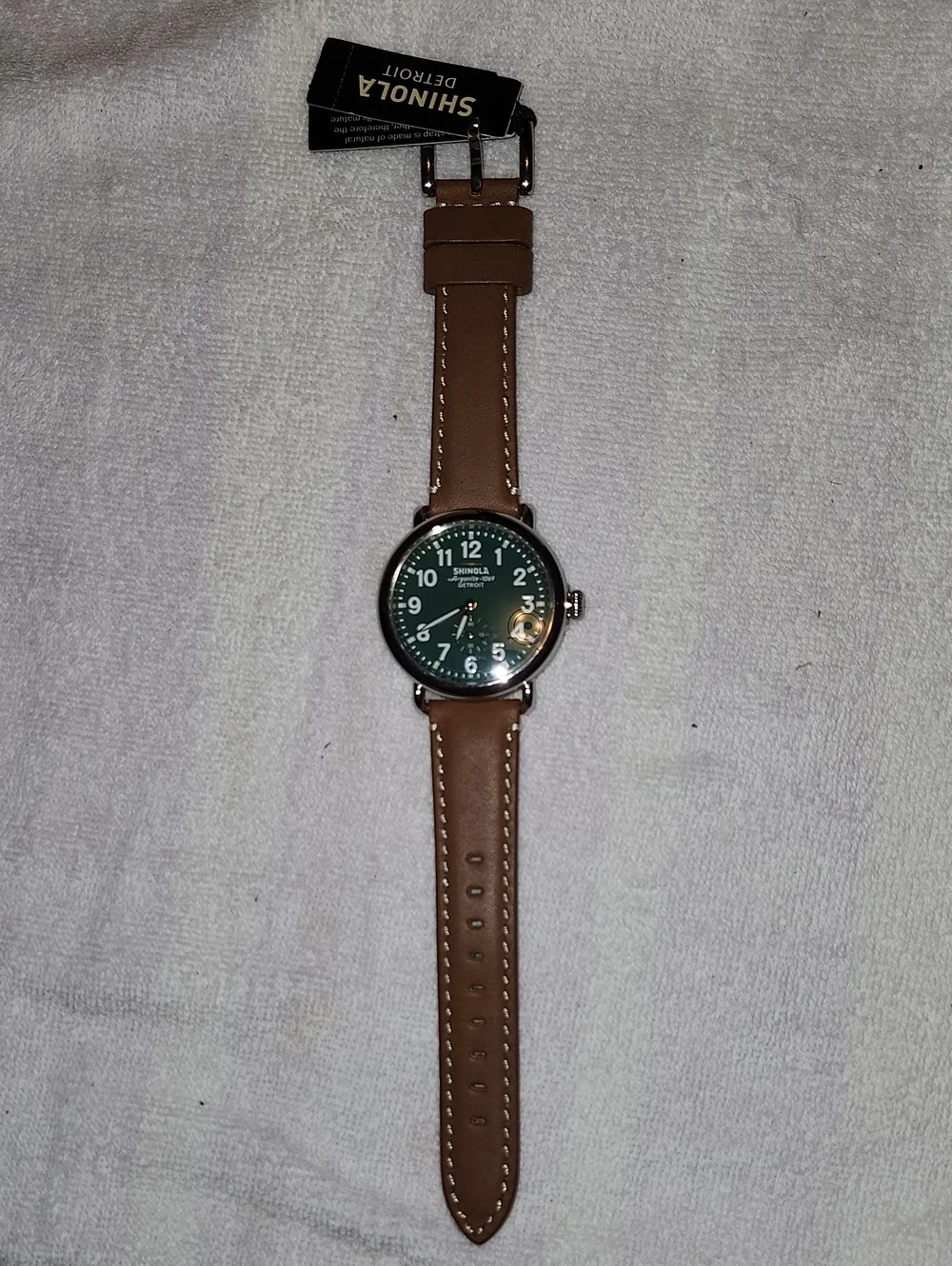 Shinola Detroit Argonite Forest Green Dial with Brown Leather Strap Watch